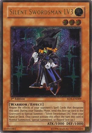 Silent Swordsman LV3 (UTR) — Rise of Destiny Yu-Gi-Oh! card by KAZUKI TAKAHASHI