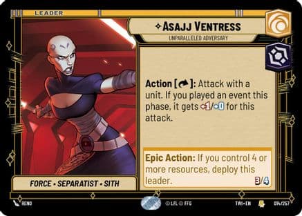 Asajj Ventress - Unparalleled Adversary — Twilight of the Republic Star Wars: Unlimited card by Reno