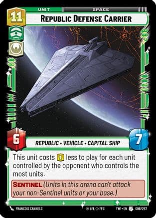 Republic Defense Carrier — Twilight of the Republic Star Wars: Unlimited card by Francois Cannels