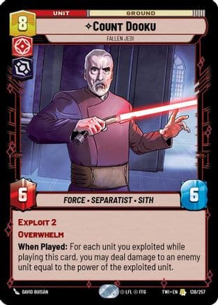Count Dooku - Fallen Jedi — Twilight of the Republic Star Wars: Unlimited card by David Nakayama