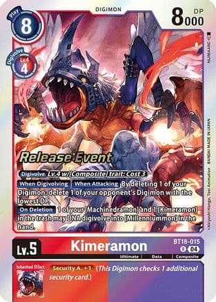 Kimeramon - BT18-015 — Release Special Booster 2.0 Celebration Event Cards Digimon Card Game card by Akiyoshi Hongō, Toei Animation