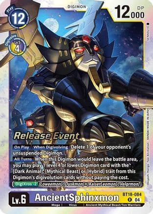 AncientSphinxmon — Release Special Booster 2.0 Celebration Event Cards Digimon Card Game card by Abiyoshi Hongo, Toei Animation