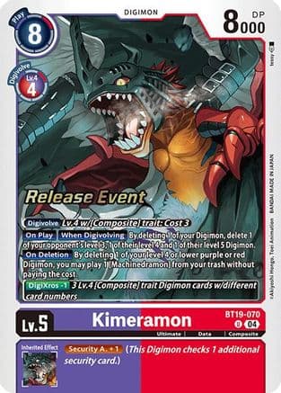 Kimeramon - BT19-070 — Release Special Booster 2.0 Celebration Event Cards Digimon Card Game card by Akiyoshi Honga