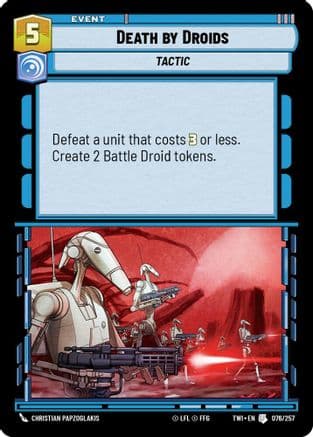 Death by Droids — Twilight of the Republic Star Wars: Unlimited card by Christian Papzoglakis