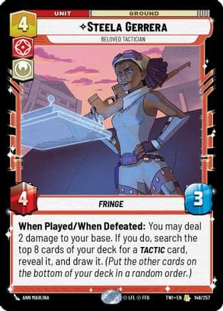 Steela Gerrera - Beloved Tactician — Twilight of the Republic Star Wars: Unlimited card by Ann Maulina