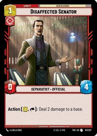 Disaffected Senator — Twilight of the Republic Star Wars: Unlimited card by EJ Dela Cruz