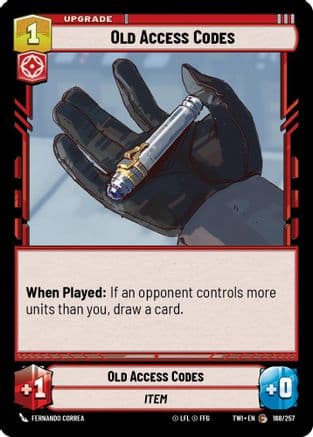 Old Access Codes — Twilight of the Republic Star Wars: Unlimited card by Fernando Correa