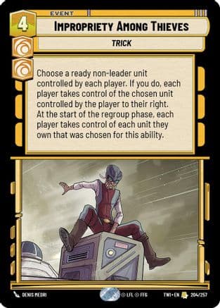 Impropriety Among Thieves — Twilight of the Republic Star Wars: Unlimited card by Denis Medri