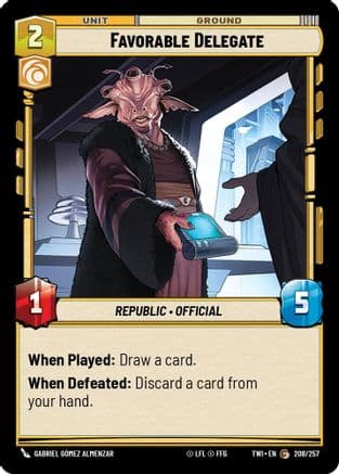 Favorable Delegate — Twilight of the Republic Star Wars: Unlimited card by Gabriel Gómez Almenzar