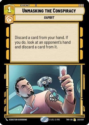 Unmasking the Conspiracy — Twilight of the Republic Star Wars: Unlimited card by Sebastián Guidobono