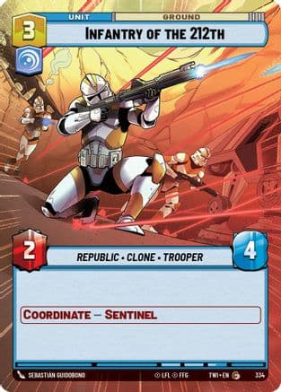 Infantry of the 212th (Hyperspace) — Twilight of the Republic Star Wars: Unlimited card by Sebastian Giacobino