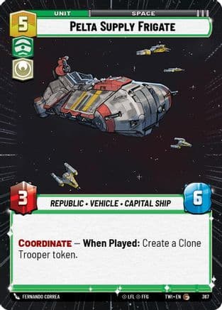 Pelta Supply Frigate (Hyperspace) — Twilight of the Republic Star Wars: Unlimited card by Fernando Correa