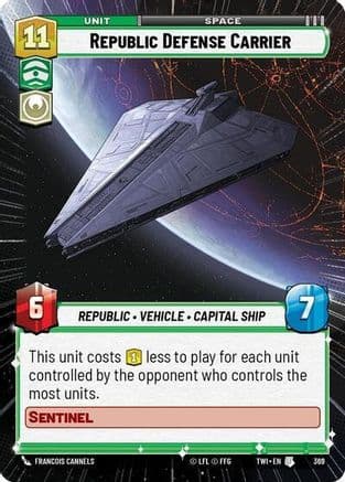 Republic Defense Carrier (Hyperspace) — Twilight of the Republic Star Wars: Unlimited card by Francis Tneh