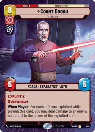Count Dooku - Fallen Jedi (Hyperspace) — Twilight of the Republic Star Wars: Unlimited card by David Nakayama