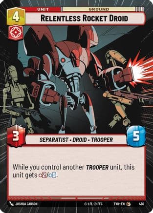 Relentless Rocket Droid (Hyperspace) — Twilight of the Republic Star Wars: Unlimited card by Joshua Chanen