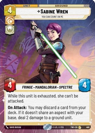 Sabine Wren - You Can Count On Me (Hyperspace) — Twilight of the Republic Star Wars: Unlimited card by David Buisan