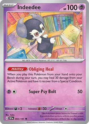 Indeedee — SV08: Surging Sparks Pokémon TCG card by 5ban Graphics