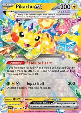 Pikachu ex - 057/191 — SV08: Surging Sparks Pokémon TCG card by aky CG Works