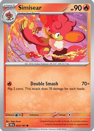 Simisear — SV08: Surging Sparks Pokémon TCG card by kirisAki