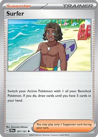 Surfer - 187/191 — SV08: Surging Sparks Pokémon TCG card by Atsuko Nishida