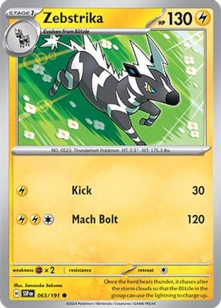 Zebstrika — SV08: Surging Sparks Pokémon TCG card by GOSSAN