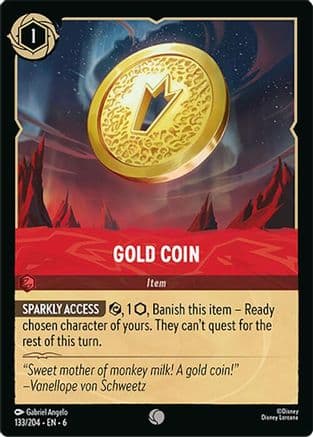 Gold Coin — Azurite Sea Disney Lorcana card by Gabriel Angelo