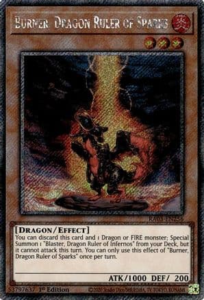Burner, Dragon Ruler of Sparks (Platinum Secret Rare) — Quarter Century Bonanza