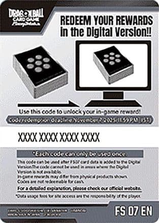 Code Card - Starter Deck 7: Vegeta (Mini) (FS07)