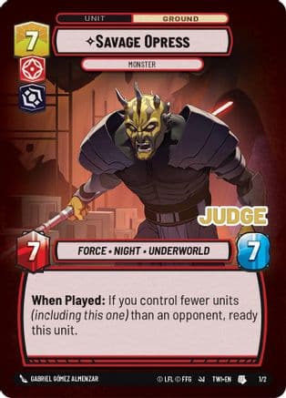 Savage Opress - Monster — Judge Promos Star Wars: Unlimited card by Stefano Landini