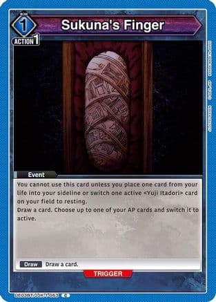 Sukuna's Finger — UE03BT: Jujutsu Kaisen Union Arena card by GJ