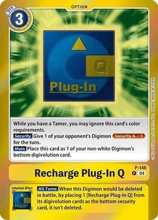 Recharge Plug-In Q (Reprint) — Special Limited Set Digimon Card Game card by Akiyoshi Hongo, Toei Animation, BANDAI MADE IN JAPAN