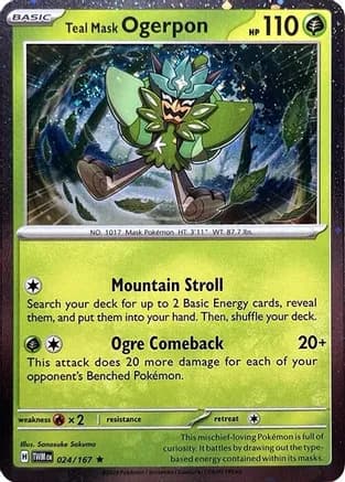 Teal Mask Ogerpon - 024/167 (Cosmos Holo) — Miscellaneous Cards & Products Pokémon TCG card by Tomokazu Komiya