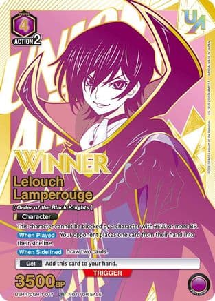 Lelouch Lamperouge (017) (Winner) — Union Arena Promotion Cards