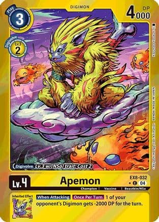 Apemon (Limited Foil) — Chain of Liberation Digimon Card Game card by Akiyoshi Hongo, Toei Animation, BANDAI MADE IN JAPAN