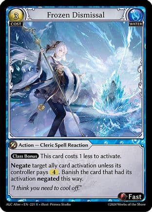 Frozen Dismissal — Alchemical Revolution Alter Edition Grand Archive TCG card by Primea Studio