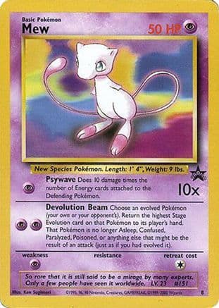 Mew - 8 (Glossy Finish) — WoTC Promo Pokémon TCG card by Ken Sugimori