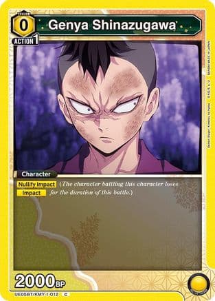 Genya Shinazugawa (012) — UE05BT: Demon Slayer: Kimetsu no Yaiba Union Arena card by BANDAI MADE IN JAPAN