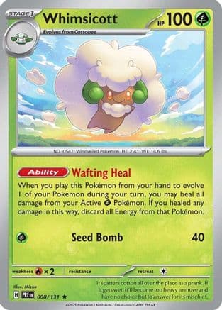 Whimsicott — SV: Prismatic Evolutions Pokémon TCG card by Anesaki