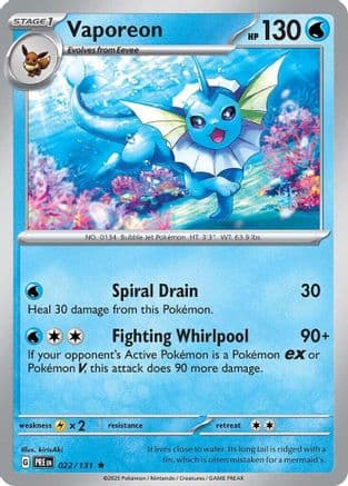 Vaporeon — SV: Prismatic Evolutions Pokémon TCG card by kirisAki