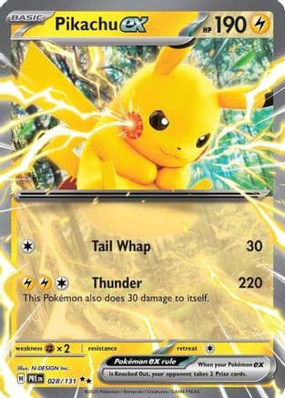 Pikachu ex - 028/131 — SV: Prismatic Evolutions Pokémon TCG card by 5ban Graphics