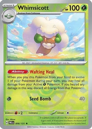 Whimsicott (Master Ball Pattern) — SV: Prismatic Evolutions Pokémon TCG card by Ken Sugimori