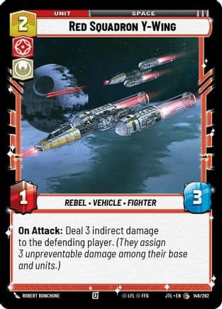 Red Squadron Y-Wing — Jump to Lightspeed Star Wars: Unlimited card by Robert Bonchune