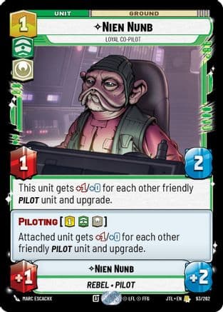 Nien Nunb - Loyal Co-Pilot — Jump to Lightspeed Star Wars: Unlimited card by Marc Escachx