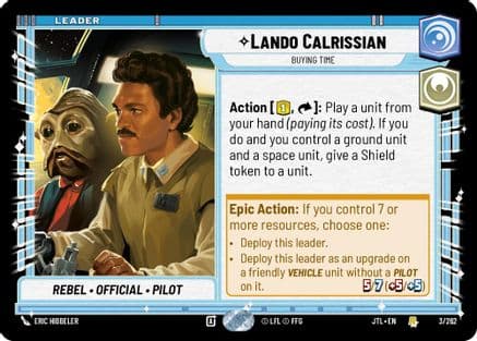 Lando Calrissian - Buying Time — Jump to Lightspeed Star Wars: Unlimited card by Eric Hibbeler