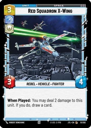 Red Squadron X-Wing — Jump to Lightspeed Star Wars: Unlimited card by Robert Bonchune