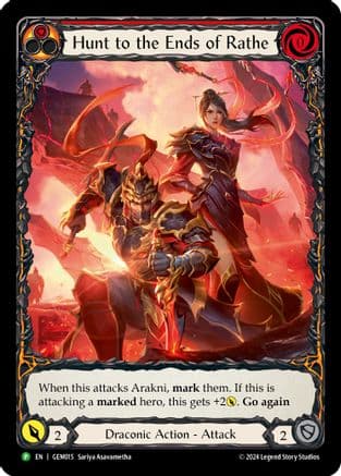 Hunt to the Ends of Rathe (Red) — GEM Pack 1 Flesh and Blood card by Sariya Asavametha