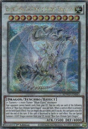 Blue-Eyes Ultimate Spirit Dragon (Quarter Century Secret Rare) — Structure Deck: Blue-Eyes White Destiny Yu-Gi-Oh! card by Studio Dice/SHUEISHA, TV TOKYO, KONAMI