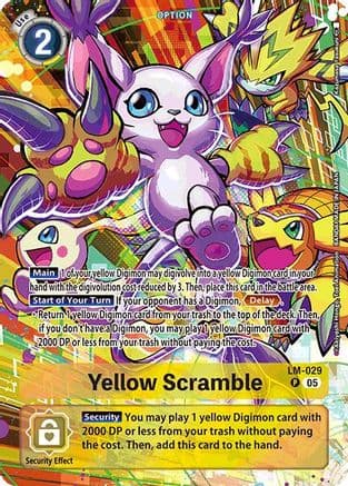 Yellow Scramble (Alternate Art) — Starter Deck 20: Protector of Light Digimon Card Game card by SAKAYANAGI (EN)