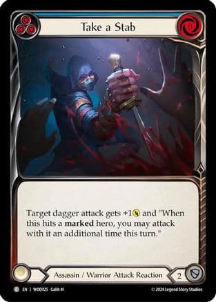 Take a Stab (Blue) — Blitz Deck: The Hunted - Arakni, Web of Deceit Flesh and Blood card by Galih M