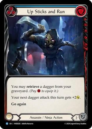 Up Sticks and Run (Blue) — Blitz Deck: The Hunted - Arakni, Web of Deceit Flesh and Blood card by Adolfo Navarro